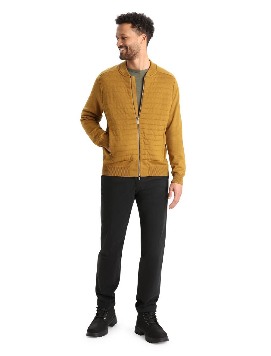 Bluzy Z Kapturem Icebreaker City Label ZoneKnit™ Merino Insulated Knit Bomber Męskie Brązowe | PL 1683VRWD